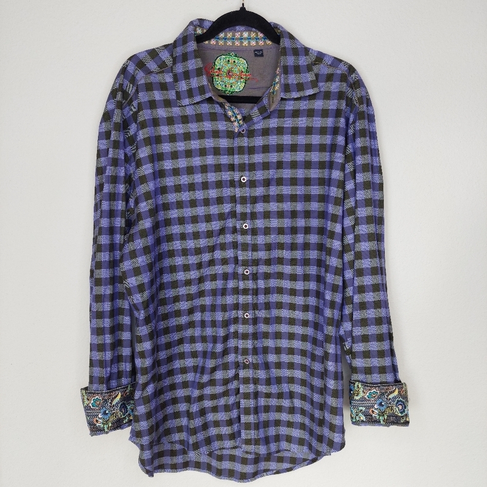 Robert Graham Purple and Black Checked Shirt Size 2XL